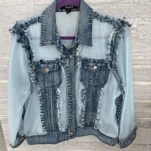 Frayed Denim Sheer Jacket